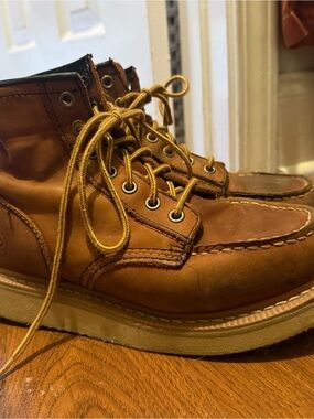 Women’s Leather Moc Toe Work Boots - Classic Lace-Up